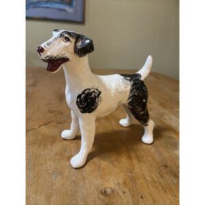Terrier Porcelain Figurine  6" Made in Japan black dog wire haired vintage